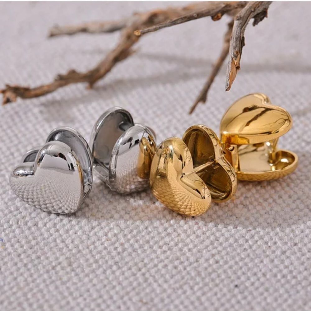 Golden Ari Heart Huggie Earrings